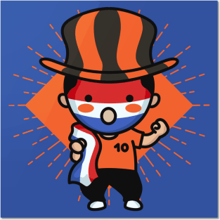 Cute Holland Football Fan // Netherlands Soccer Supporter Kawaii Cute Fan Posters and Art